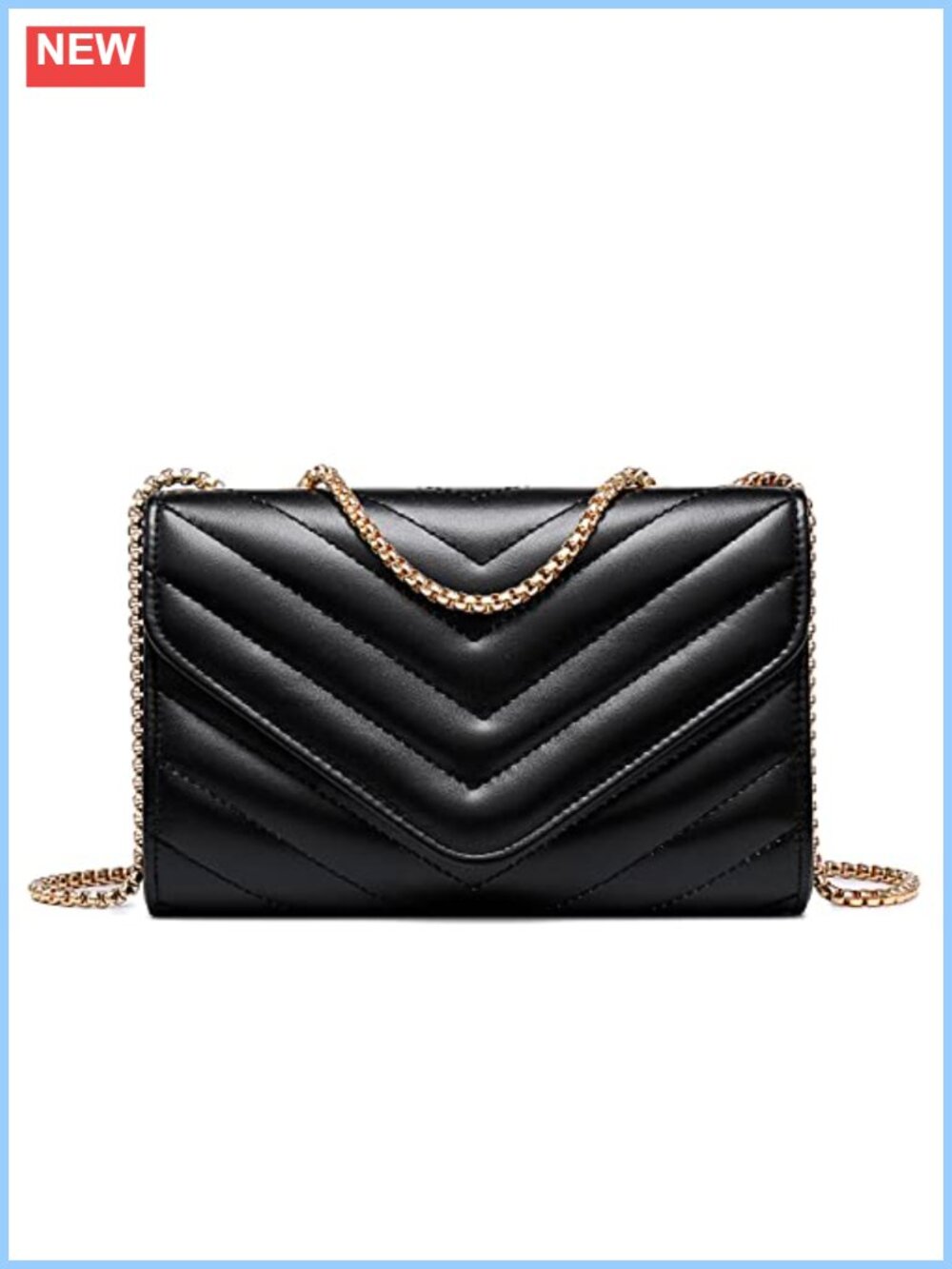 Dasein Quilted Crossbody Clutch Evening Bag Gold-Tone Chain Adjustable Strap